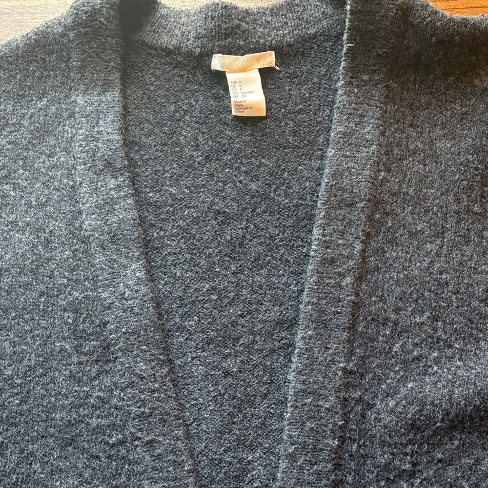 H&M Charcoal Open Front Cardigan Sz Small